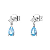 Fancy Earrings In 925/1000 Rhodium-Plated Silver And White And Light Sapphire Cubic Zirconia, Pear Shape | Fcl112