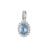 925  Rhodium-Plated Sterling Silver Kate Pendant With Clear Cubic Zirconia And Light Sapphire Color Oval Cubic Zirconia.|Fcl15
