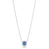 925  Rhodium-Plated Sterling Silver Choker Necklace With Clear Cubic Zirconia And Sapphire Color Cubic Zirconia.|Ffb125