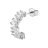 925  Rhodium-Plated Sterling Silver Stud Earrings With Shell Pearls And Clear Cubic Zirconia.|Fiw145