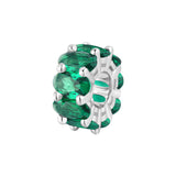 925  Rhodium-Plated Starling Silver Color Charm With Emerald Color Oval Cubic Zirconia.|Flg01