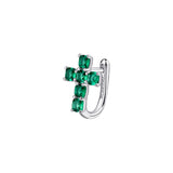 925  Rhodium-Plated Sterling Silver Choker Necklace With Clear Cubic Zirconia And Emerald Color Cubic Zirconia.|Flg136
