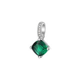925  Rhodium-Plated Sterling Silver Pendant With Clear Cushion Cubic Zirconia And Emerald Color Cushion Cubic Zirconia.|Flg15