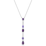 Fancy Necklace In 925/1000 Rhodium-Plated Silver And White And Amethyst Cubic Zirconia, Pear Shape | Fmp131