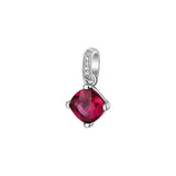 925  Rhodium-Plated Sterling Silver Pendant With Clear Cushion Cubic Zirconia And Ruby Color Cushion Cubic Zirconia.|Fpr17
