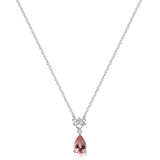 Fancy Necklace In Sterling Silver 925/1000 Rhodium Plated And White And Vintage Rose Cubic Zirconia Pear Shape | Ftp03