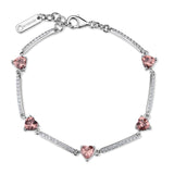 Fancy Bracelet In Sterling Silver 925/1000 Rhodium Plated And White And Vintage Rose Cubic Zirconia Heart Shape | Ftp07