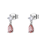 Fancy Earrings In Sterling Silver 925/1000 Rhodium Plated And White And Vintage Rose Cubic Zirconia Pear Shape | Ftp14