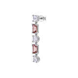 Fancy Pendant Earring In Sterling Silver 925/1000 Rhodium Plated And White And Vintage Rose Cubic Zirconia Baguette And Square Shape | Ftp17