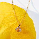9K Gold Necklace, 0.08 Carat Citrine Stone And 0,05 Carat Diamonds | Rgac004