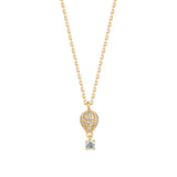 9K Gold Short Necklace With Hot Air Balloon Pendant, 0.078 Carat Topaz Stone And 48 Diamonds 0.178 Carat | Rgac006