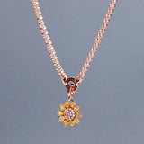 925   Sterling Silver Sunflower Charm, 10 Yellow Cubic Zirconia, 19 White Cubic Zirconia | Rz220R