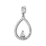 925   Sterling Silver Drop-Shaped Charm, 31 White Cubic Zirconia | Rz258R
