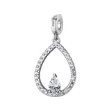 925   Sterling Silver Drop-Shaped Charm, 31 White Cubic Zirconia | Rz258R