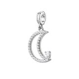 925  Sterling Silver Moon Charm, 33 White Cubic Zirconia | Rz262R