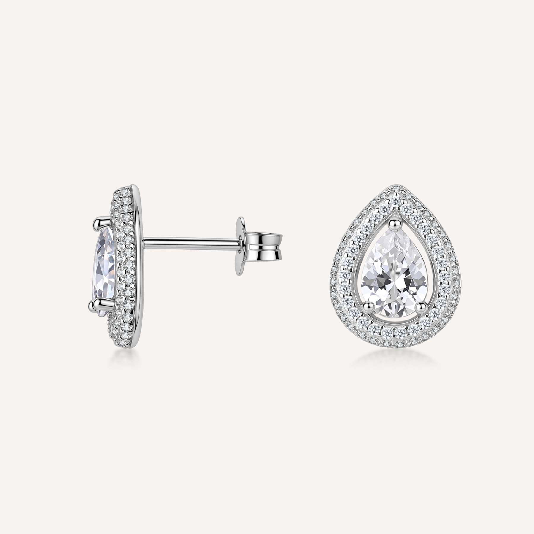 925  Sterling Silver Lobe Earrings, 122 White Cubic Zirconia | Rzan21