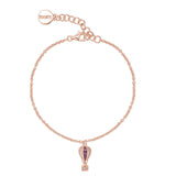 925   Sterling Silver Soft Bracelet, Rose Gold Plating, Colored Enamels, 28 White Cubic Zirconia | Rzar14