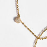 925  Sterling Silver Short Necklace, Gold Plating, 18 White Cubic Zirconia | Rzbi55