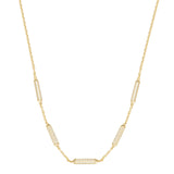 925  Sterling Silver Short Necklace, Gold Plating, 300 White Cubic Zirconia | Rzbi59