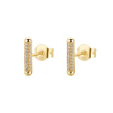 925  Sterling Silver Lobe Earrings, Gold Plating, 54 White Cubic Zirconia | Rzbi71