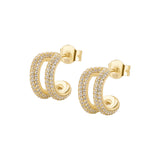 925  Sterling Silver Hoop Earrings, Gold Plating, 298 White Cubic Zirconia | Rzbi73