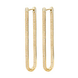 925  Sterling Silver Long Earrings, Gold Plating, 280 White Cubic Zirconia | Rzbi76