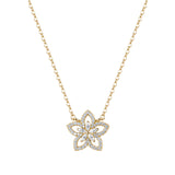 925  Sterling Silver Chocker Necklace, Yellow Gold Plating, 55 White Cubic Zirconia And Flower Pendant | Rzga84
