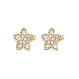 925  Sterling Silver Lobe Earrings, Yellow Gold Plating, 110 White Cubic Zirconia | Rzga95