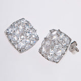 925   Sterling Silver Lobe Earrings, 50 White Cubic Zirconia | Rzge40