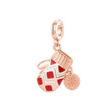 925   Sterling Silver Glove-Shaped Charm, Rose Gold Plating, Colored Enamels - Christmas Limited Edition | Rzle085