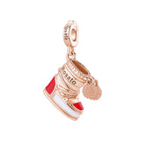 925   Sterling Silver Moon Boot-Shaped Charm, Rose Gold Plating, Colored Enamels - Christmas Limited Edition | Rzle087