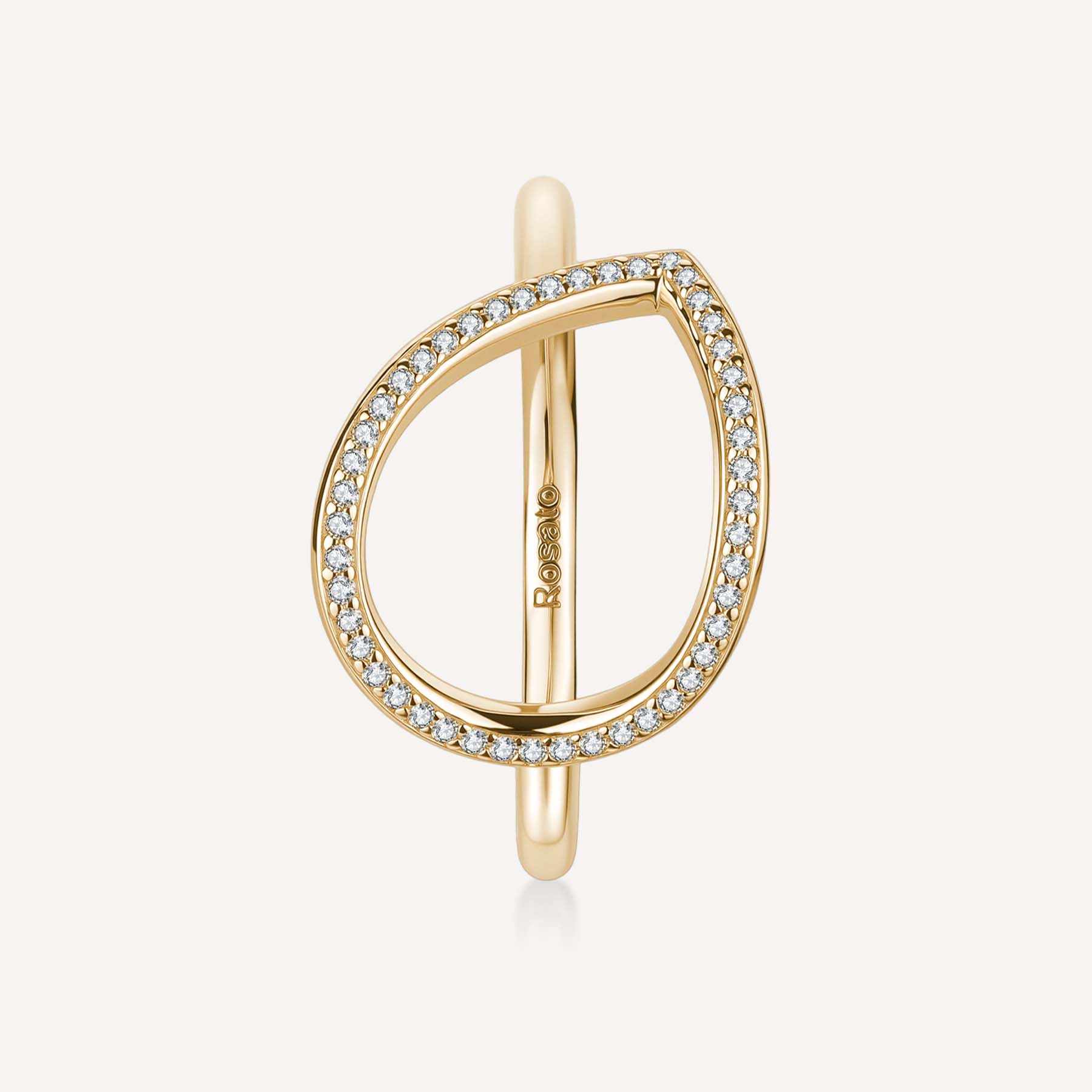 925  Sterling Silver Ring, Yellow Gold Plating, 47 White Cubic Zirconia | Rzso40C