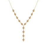 925  Sterling Silver Tie Necklace, Gold Plating, 28 Champagne Cubic Zirconia | Rzvt04