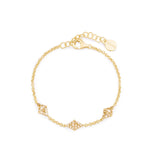 925  Sterling Silver Soft Bracelet, Gold Plating, 6 Champagne Cubic Zirconia | Rzvt12