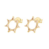 925  Sterling Silver Lobe Earrings, Gold Plating, 14 Champagne Cubic Zirconia | Rzvt24