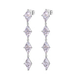 925  Sterling Silver Long Earrings, 16 White Cubic Zirconia | Rzvt25